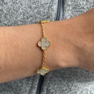 VINTAGE STYLE ALHAMBRA WHITE FOUR LEAF CLOVER BRACELET MOTHER OF PEARL